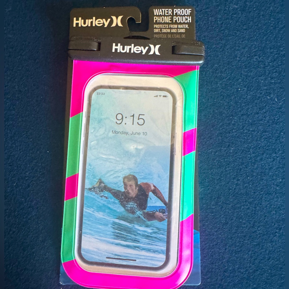 Hurley Pink and Green Vibrant Protective phoneCover💚🩷 w/ removable lanyard🩷💚